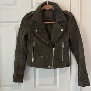 SL8 by Blank NYC olive green leather moto jacket